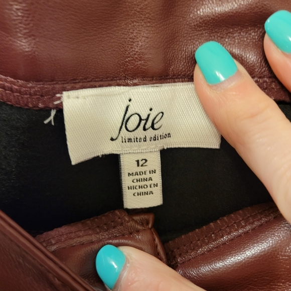 JOIE Limited Edition Faux Leather Pants NWT sz 12 Burgundy - Picture 7 of 8